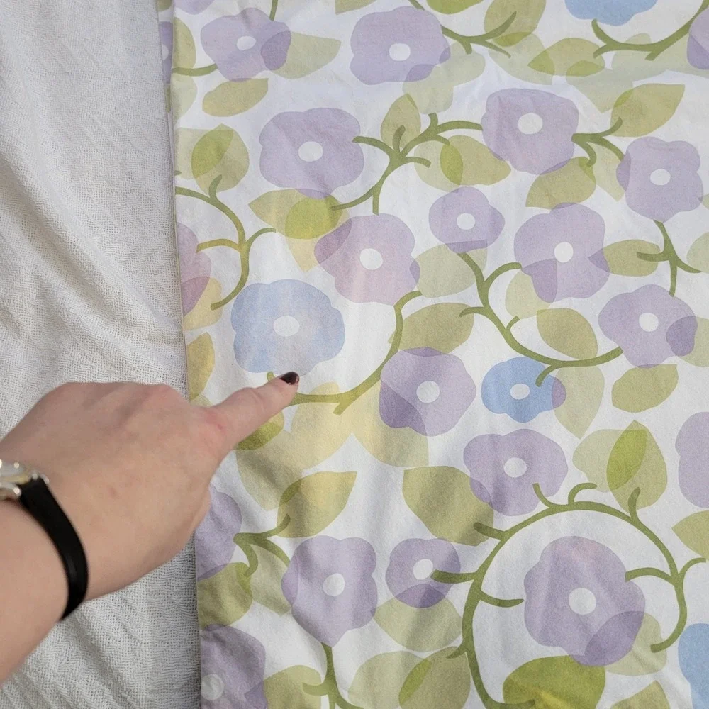 Garnet Hill 100% Supima Cotton Flannel Queen Duvet Cover Floral Made in Portugal